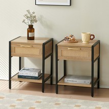 Rattan End Table Set of 2 w/ Drawer - 15.74&quot; - $166.99