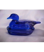 LE Smith Glass Cobalt Blue Mallard Duck Trinket Box - $49.99