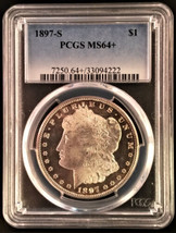 Blue Chip Quality 1897-S Morgan Silver Dollar PCGS MS64+ AM019 - £1,012.26 GBP