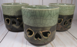 Otagiri Pottery Cups  SOMA-YAKE Open Hearts Tea -Sake Japan 3 qty 3.5&quot; x... - $11.77