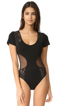 Cosabella Black Bisou Short Sleeve Mesh Lace Detail Teddy Bodysuit (L) Nwt $95 - £47.08 GBP