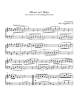 Minuet in G Major - BWV Appendix 116 (Sheet Music) - $112.96 MXN