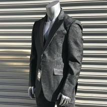 Men’s Black Shiny Fashion Prom | Wedding | Tuxedo | Blazer | Jacket - £155.67 GBP