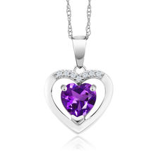 1.00 Ct Heart Cut Amethyst Women&#39;s Heart Pendant 14k White Gold Finish 925 - £71.71 GBP