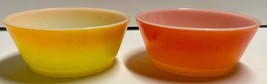 Anchor Hocking Fire King Ware Two Tone Bowls - Yellow &amp; Red Vintage Set of 2 - £13.40 GBP