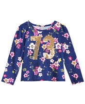 Epic Threads Toddler Girls Sequin Floral Print T-Shirt,Medival Blue,3T - £17.86 GBP