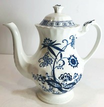 Staffordshire Teapot &amp; Lid BLUE NORDIC J &amp; G Meakin English Classic White 7&quot;H - £38.63 GBP