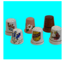 Thimbles Lot of 6 Including Bonami, Cherubs, Butterfly, 2 Flowers, One W... - $20.57