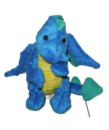 GoDog Blue Dragon 10&quot; Plush Dog Toy With Squeaker Seafoam Large - £7.47 GBP