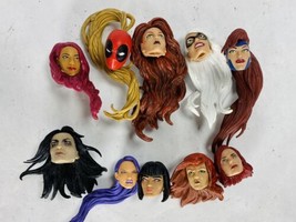 Lot of 10 Marvel Legends Female Heads Jean Gray Black Widow Lady Deadpool Hela - £37.82 GBP