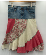Vintage Candies denim fabric floral paisley print sequin skirt 90’s - £14.19 GBP