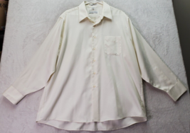 Geoffrey Beene Dress Shirt Men 2XL Cream Cotton Long Sleeve Collared Button Down - £11.14 GBP