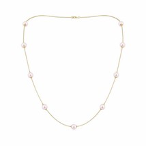 ANGARA 22&quot; Japanese Akoya Pearl Station Necklace in 14K Solid Gold - £1,261.74 GBP