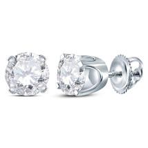 14kt White Gold Womens Round Diamond Solitaire Stud Earrings 1.00 Cttw - £1,238.20 GBP