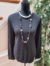 Vila Milano Womens Black Nylon Round Neck Long Sleeve Pullover Top Shirt Size XL - £20.36 GBP