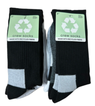 4 Pairs Soft Unisex Crew Socks One Size Fits Most Made With Recycled Fibers - $16.82