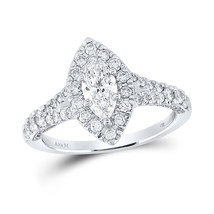 14k White Gold Marquise Diamond Halo Bridal Engagement Ring 1-1/4 Ctw- Certified - £2,572.89 GBP