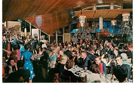 Vintage The Castaways Shinto Temple Dining Room Miami Florida Postcard people - £3.87 GBP