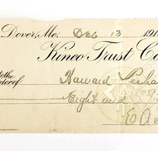 1913 Kineo Trust Company Bank Check E.A. Sampson Dover Maine Signed 4890... - $19.99