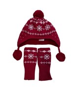 Gymboree Red with Snowflakes Hat &amp; Fingerless Gloves Set Sz 5-7Y - $272.57 MXN