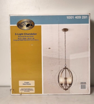 Hampton Bay Findlay 3-Light Brushed Nickel Chandelier with Frosted Glass... - $84.45