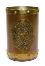 Vintage Brass &amp; Copper Finish Aztec Mayan Sun God Mexico Mug Stein Taper... - £15.18 GBP