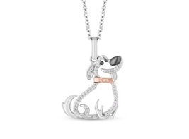 Disney Treasures Up Necklace Round-Cut Diamond Dog Pendant Necklace In Silver - £87.92 GBP