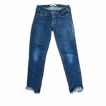 Hollister Women&#39;s Junior Skinny Jeans Mid-Rise Frayed Hem Blue Denim Siz... - $14.49