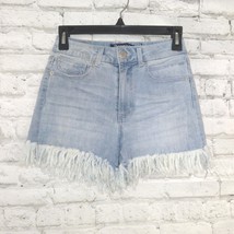 Boom Boom Jeans Shorts Womens Juniors 5 Blue Light Wash Fringe Festival ... - $15.95