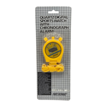 VINTAGE NELSONIC YELLOW QUARTZ DIGITAL SPORTS WATCH W/ ALARM NEW IN PACKAGE - €24,63 EUR