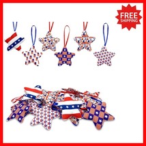 30 Handmade Patriotic Fabric Stars, 4th of July Ornaments - 2.7 x 5.3 Inch - $502.28 MXN