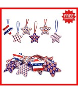 30 Handmade Patriotic Fabric Stars, 4th of July Ornaments - 2.7 x 5.3 Inch - $37.17 CAD