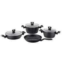 Korkmaz Nora 7 Piece Aluminum Nonstick Cookware Set in Black - £159.02 GBP