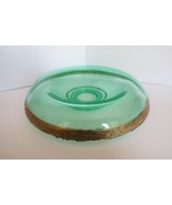 Vintage Green Uranium Depression Vaseline Glass Console Bowl Gold Accent... - £31.45 GBP