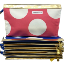 6x Elizabeth Arden Cosmetic Makeup Bags Purse Organizer Pink &amp; Blue Polkadot - £14.09 GBP