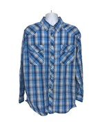 High Noon Men&#39;s Western Pearl Snap Shirt Size XL Blue White Plaid Rockab... - $33.21 CAD