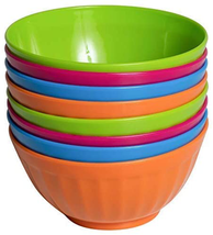 6 Inch Plastic Bowls Microwave Dishwasher Safe 4 Bright Colors  28 Ounce NEW - £12.84 GBP
