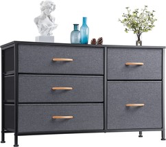 Nicehill Tv Stand With Storage Drawers, Wood Board, Fabric Drawers, Wide Chest - £72.70 GBP