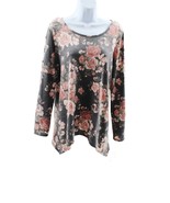 Women Blouse Signature Studio Women&#39;s Floral Cage-Sleeve Top Size S Blac... - $376.79 MXN