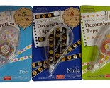 3X Daiso Japan Decoration Tape Flower Dots Ninja Assorted Sizes - £15.88 GBP
