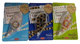 3X Daiso Japan Decoration Tape Flower Dots Ninja Assorted Sizes - £15.80 GBP