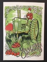 Minnetonka Orchards Colorful 6&quot;x 4.25&quot; Advertisement Card Man on Tractor Apples - £8.61 GBP