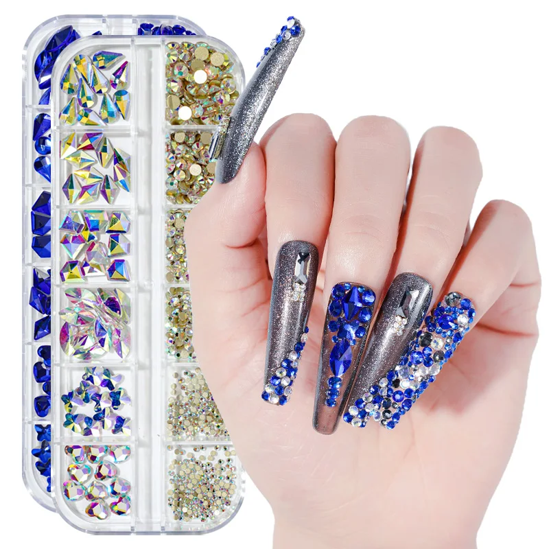 I size ab colorful hotfix rhinestones flatback crystal diamond gems 3d glitter nail art thumb200