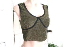 Livi by Olivia Rae tank top cropped Jr Large gold metallic scoop neck New - $12.69