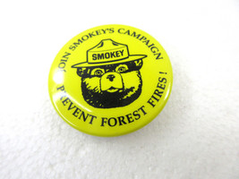 Join Smokey&#39;s Campaign Prevent Forest Fires Bear Yellow Small Pin Button... - $10.84