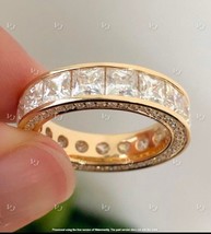 2Ct Princess Simulated Moissanite Eternity Wedding Band 14K Yellow Gold Plated - £92.06 GBP