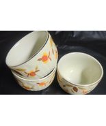 THREE (3) Hall's Superior ~ Custard Bowls ~ Autumn Leaf Pattern ~ 3.5" Dia. - $35.00