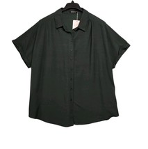 BloomChic Top Womens Size 22/24 Green Button Up Cuffed Short Sleeve  Casual - $13.85