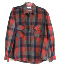 Vtg 70s 80s Fieldmaster Red Shadow Plaid Flannel Shirt Wool Blend Korea ... - $64.30
