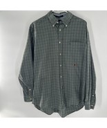 Tommy Hilfiger Button Down Shirt Gingham Size L Green Long Sleeve. - $16.68 CAD